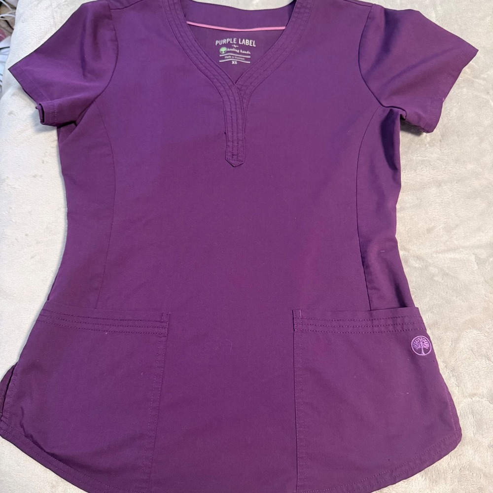 Healing Hands Purple Label Scrub Top XS Plum
